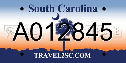 A012845 South Carolina License Plate
