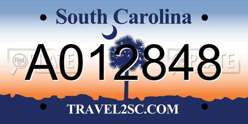 A012848 South Carolina License Plate