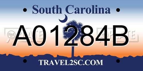 A01284B South Carolina License Plate
