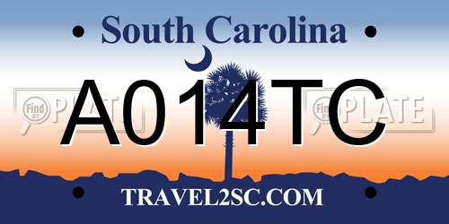 A014TC South Carolina License Plate