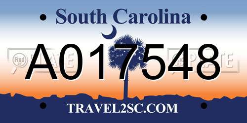 A017548 South Carolina License Plate