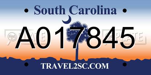 A017845 South Carolina License Plate