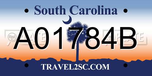 A01784B South Carolina License Plate