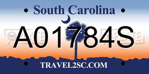A01784S South Carolina License Plate
