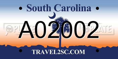A02002 South Carolina License Plate