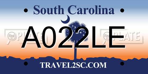 A022LE South Carolina License Plate