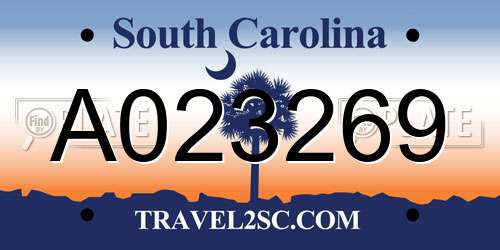 A023269 South Carolina License Plate