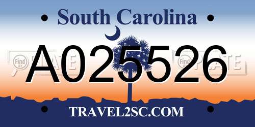 A025526 South Carolina License Plate