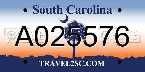 A025576 South Carolina License Plate