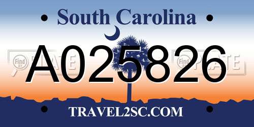 A025826 South Carolina License Plate