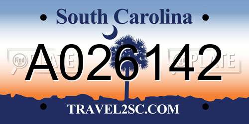 A026142 South Carolina License Plate
