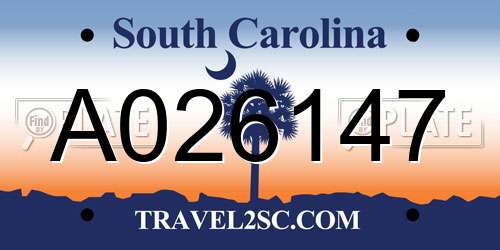 A026147 South Carolina License Plate