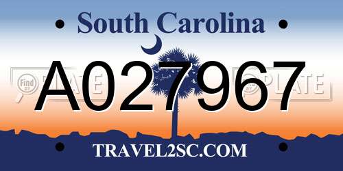 A027967 South Carolina License Plate