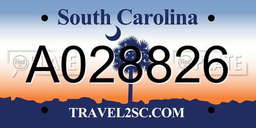 A028826 South Carolina License Plate