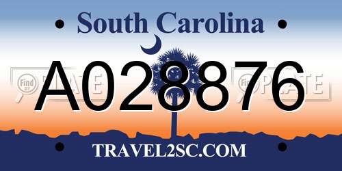 A028876 South Carolina License Plate