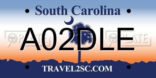 A02DLE South Carolina License Plate