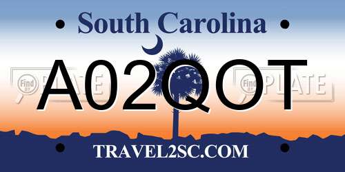 A02QOT South Carolina License Plate