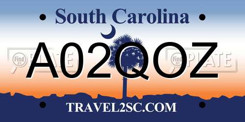 A02QOZ South Carolina License Plate