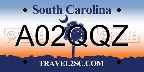 A02QQZ South Carolina License Plate