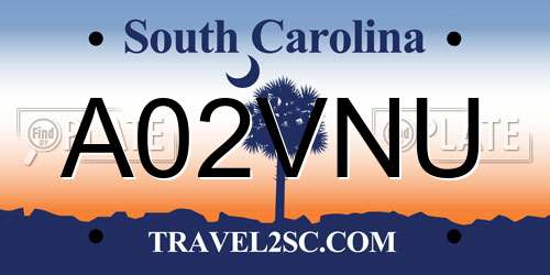A02VNU South Carolina License Plate