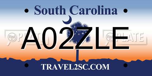 A02ZLE South Carolina License Plate