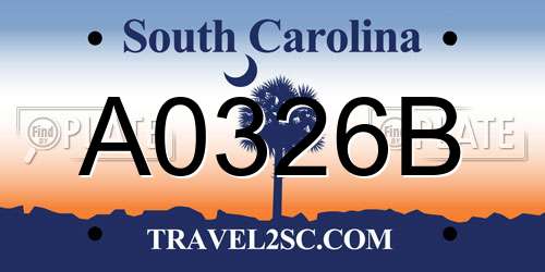 A0326B South Carolina License Plate