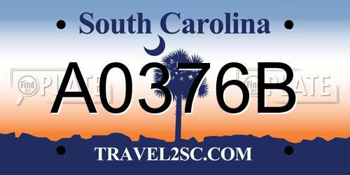 A0376B South Carolina License Plate