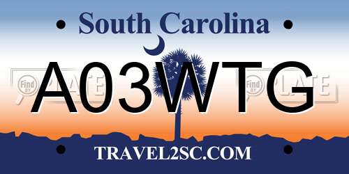 A03WTG South Carolina License Plate