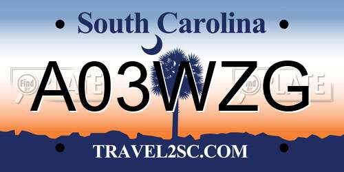 A03WZG South Carolina License Plate