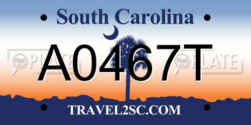 A0467T South Carolina License Plate