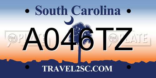 A046TZ South Carolina License Plate