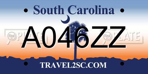 A046ZZ South Carolina License Plate
