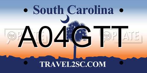 A04GTT South Carolina License Plate