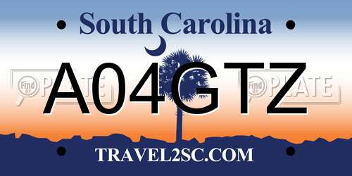 A04GTZ South Carolina License Plate