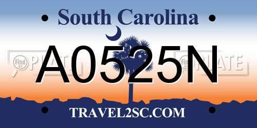 A0525N South Carolina License Plate