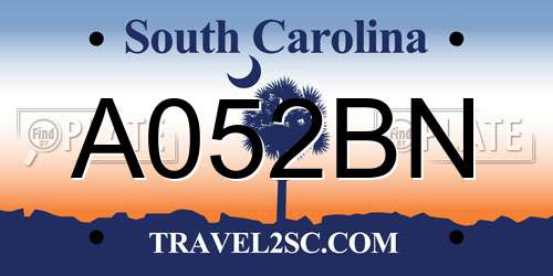 A052BN South Carolina License Plate