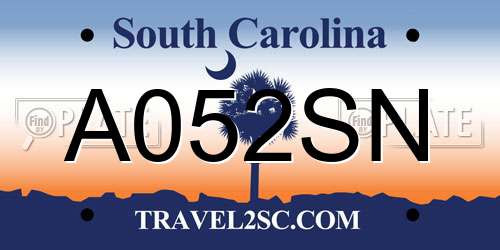A052SN South Carolina License Plate