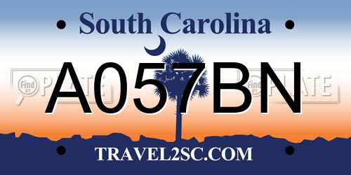 A057BN South Carolina License Plate
