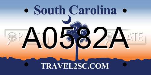 A0582A South Carolina License Plate