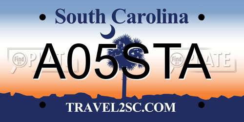 A05STA South Carolina License Plate