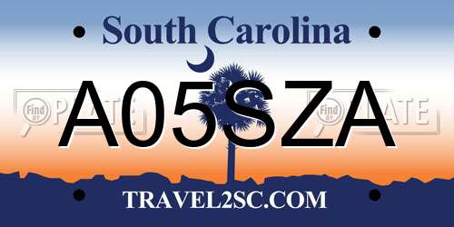 A05SZA South Carolina License Plate