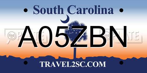 A05ZBN South Carolina License Plate