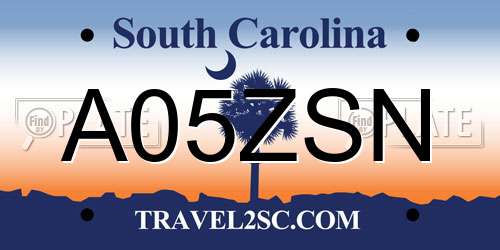 A05ZSN South Carolina License Plate