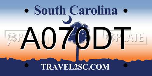 A070DT South Carolina License Plate