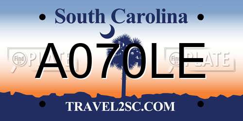 A070LE South Carolina License Plate