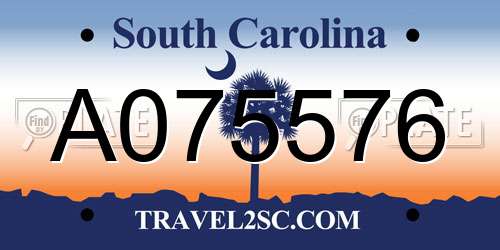 A075576 South Carolina License Plate
