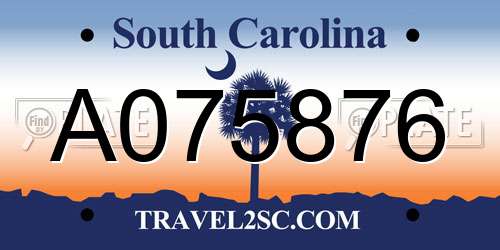 A075876 South Carolina License Plate