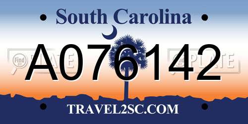 A076142 South Carolina License Plate