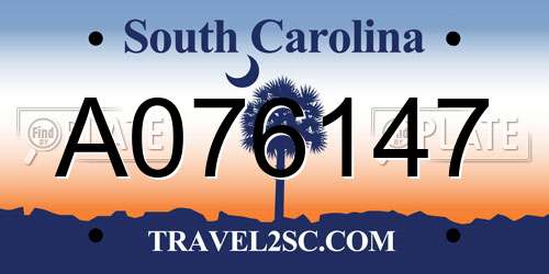 A076147 South Carolina License Plate