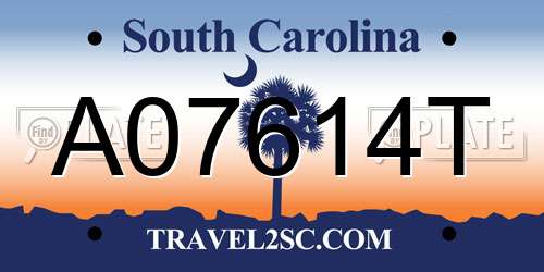A07614T South Carolina License Plate